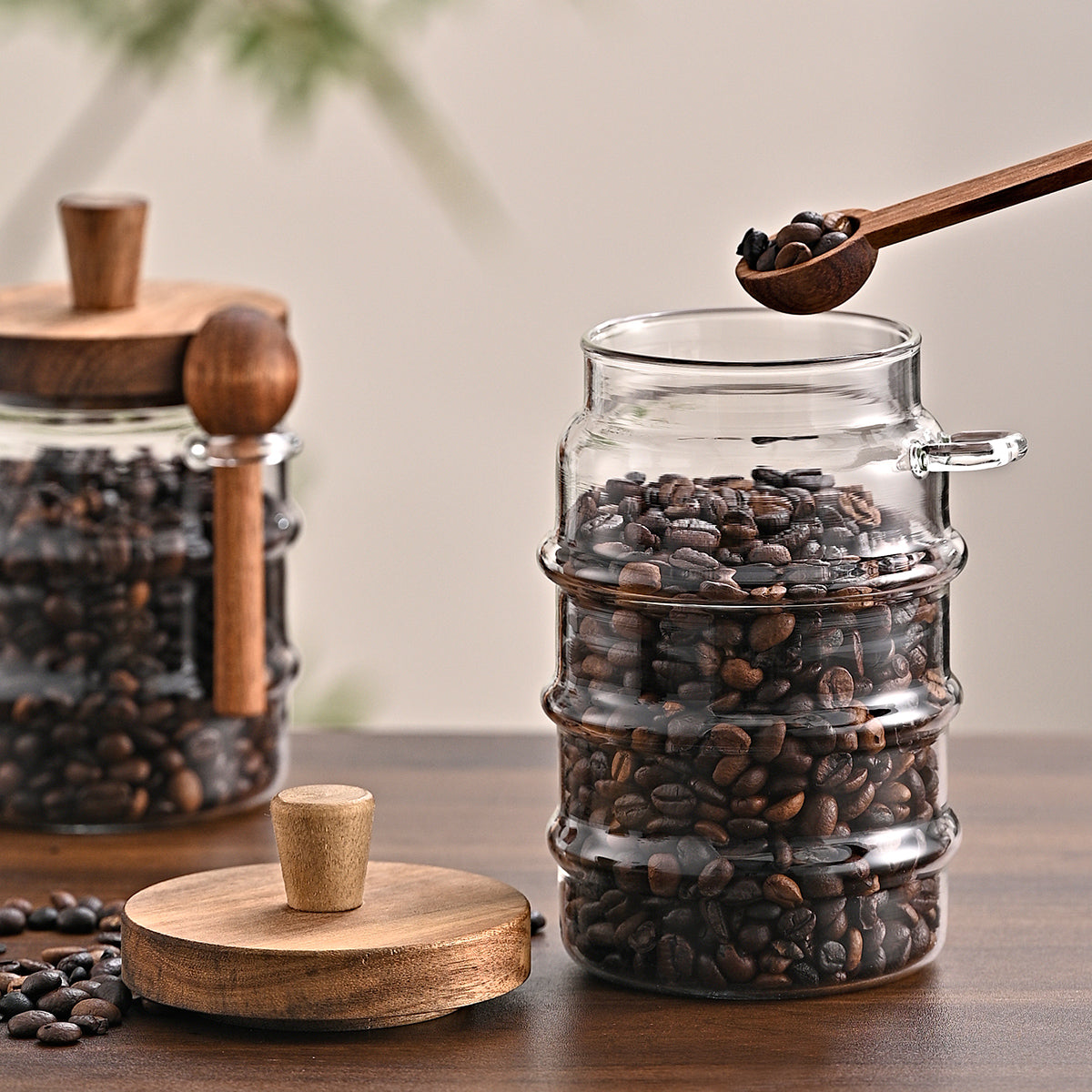 Glass storage jar with spoon – Pick N Drop kitchen gift USA Europe