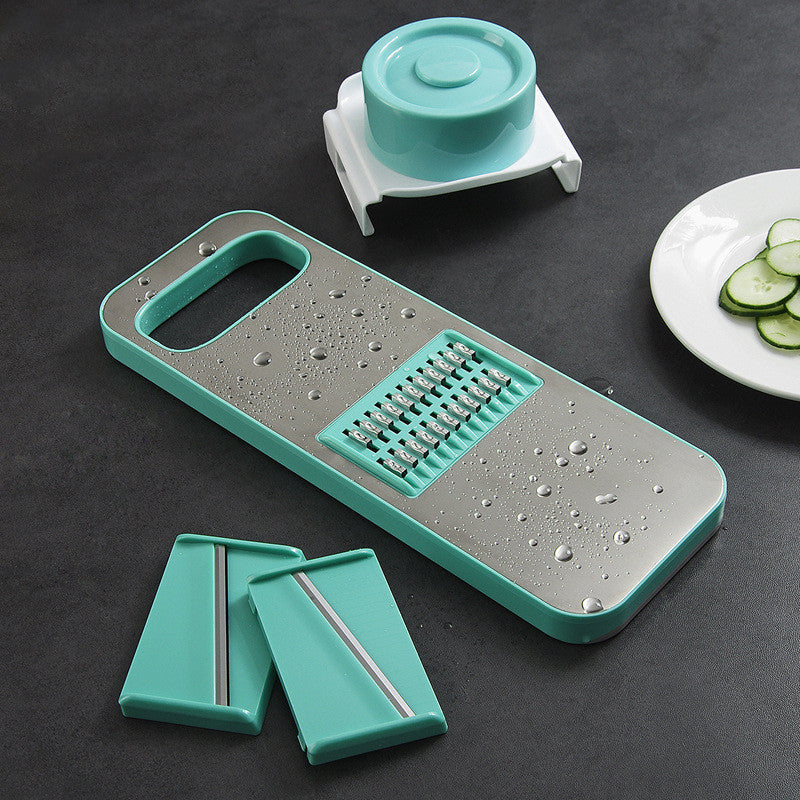 Multifunctional kitchen grater set – yellow 3 blades option close-up