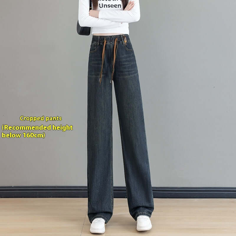 Loose Waist Trimming Lace-up Jeans For Women