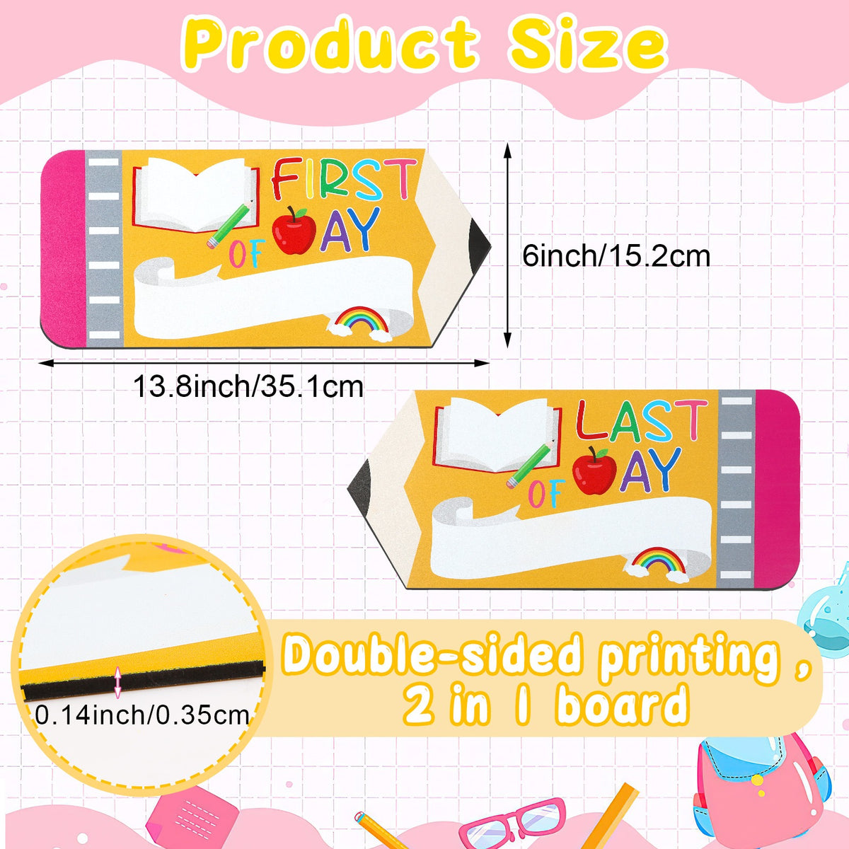 First day of school sign for kids – book ribbon design kindergarten