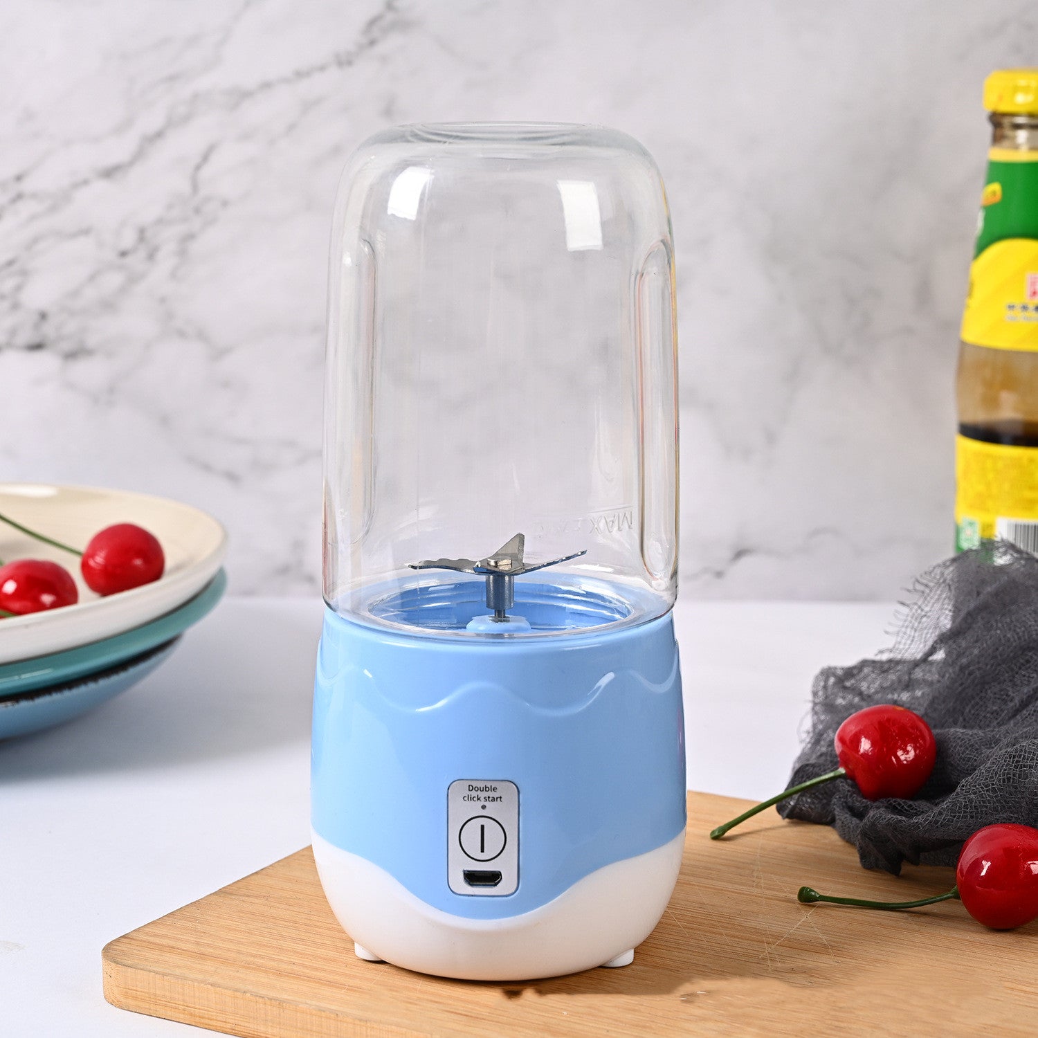 Portable mini blender juicing cup – blue pink yellow color options