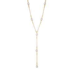Stainless Steel Pearl Y-shaped Clavicle Chain Light Luxury Tassel Necklace For Women
