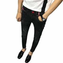 Men's Fashion Jeans Mens Jeans Slim Fit Skinny Jeans Korean Strentch Black Old Social Clothes For Teenagers Pencil Pants