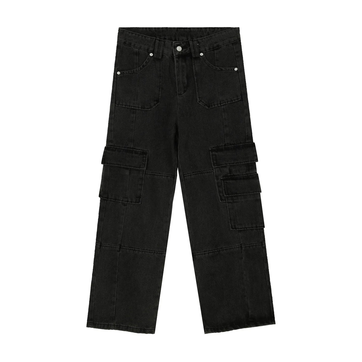 Black Vintage Jeans For Men Washed Loose Wide Leg Pants Straight Cargo Pants Baggy Jeans Male Denim Jeans Streetwear Trousers