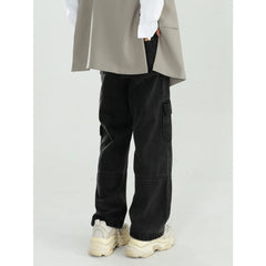 Black Vintage Jeans For Men Washed Loose Wide Leg Pants Straight Cargo Pants Baggy Jeans Male Denim Jeans Streetwear Trousers