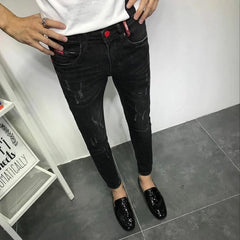 Men's Fashion Jeans Mens Jeans Slim Fit Skinny Jeans Korean Strentch Black Old Social Clothes For Teenagers Pencil Pants