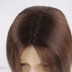Straight Human Hair Wigs Middle Part Remy Brazilian 100% Natural Human Hair Wigs Brown Color 12" Long Layered Trendy wig