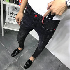 Men's Fashion Jeans Mens Jeans Slim Fit Skinny Jeans Korean Strentch Black Old Social Clothes For Teenagers Pencil Pants