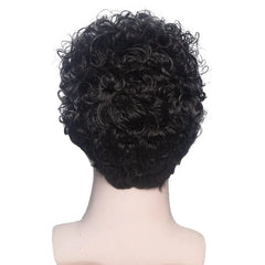 Synthetic Hair Short Kinky Curly Wigs for Men Ombre Black Wig Brown Cosplay Wig Synthetic Wig for Male Machine Made Natural Wigs