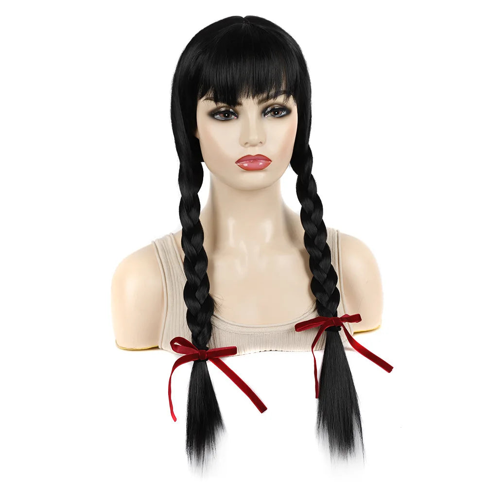 Movie Cosplay Wigs Synthetic Women's Long Wigs 2 Long Braided Pigtails High Temp Fiber French Twist Braid Heat Resistant Natural