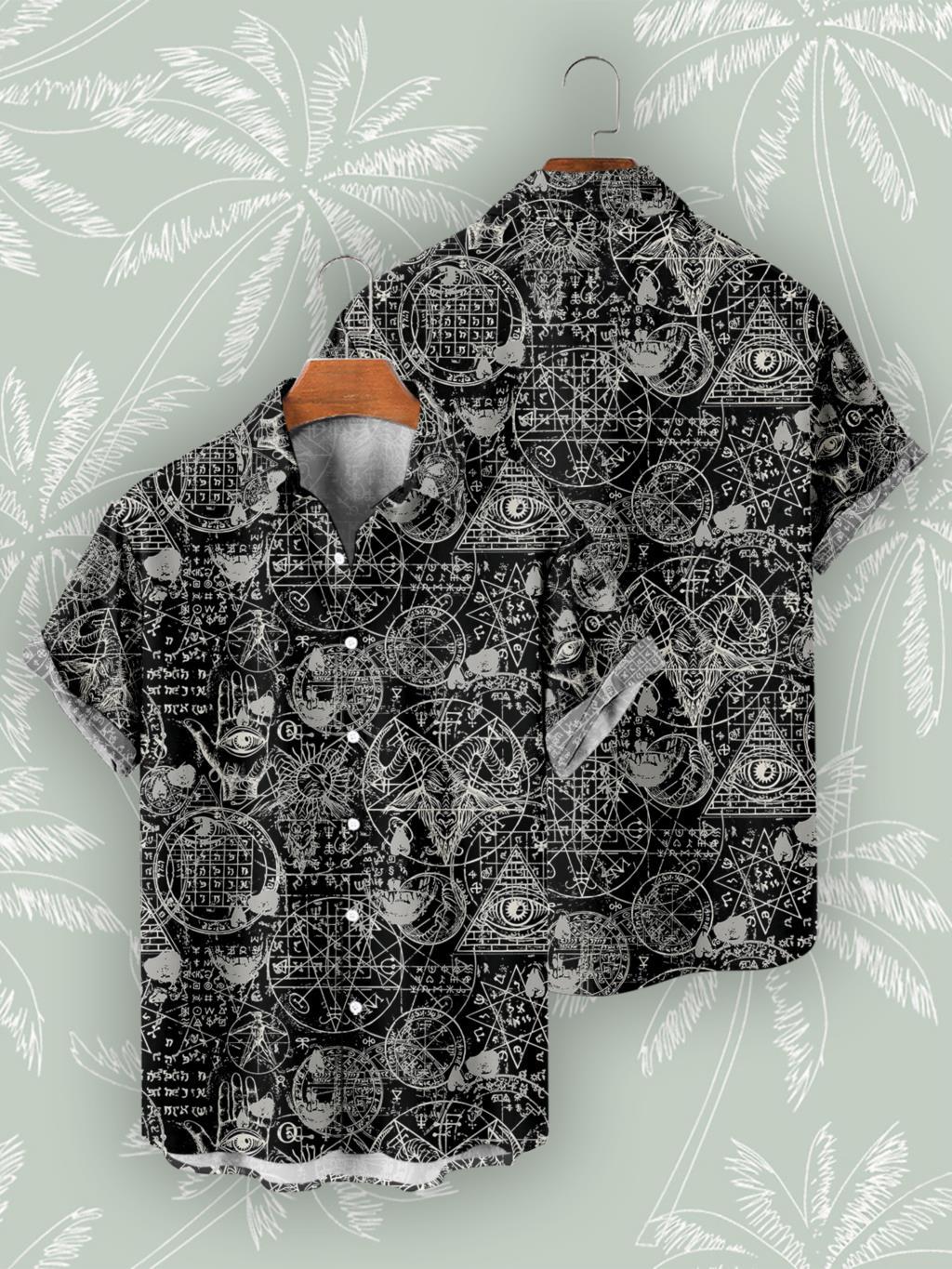 Casual 3D Digital Print Vintage Beach Shirt Men