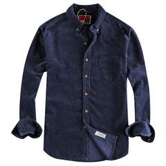 Retro Trendy Sleeve Color Matching Men's Corduroy Long Sleeve Shirt
