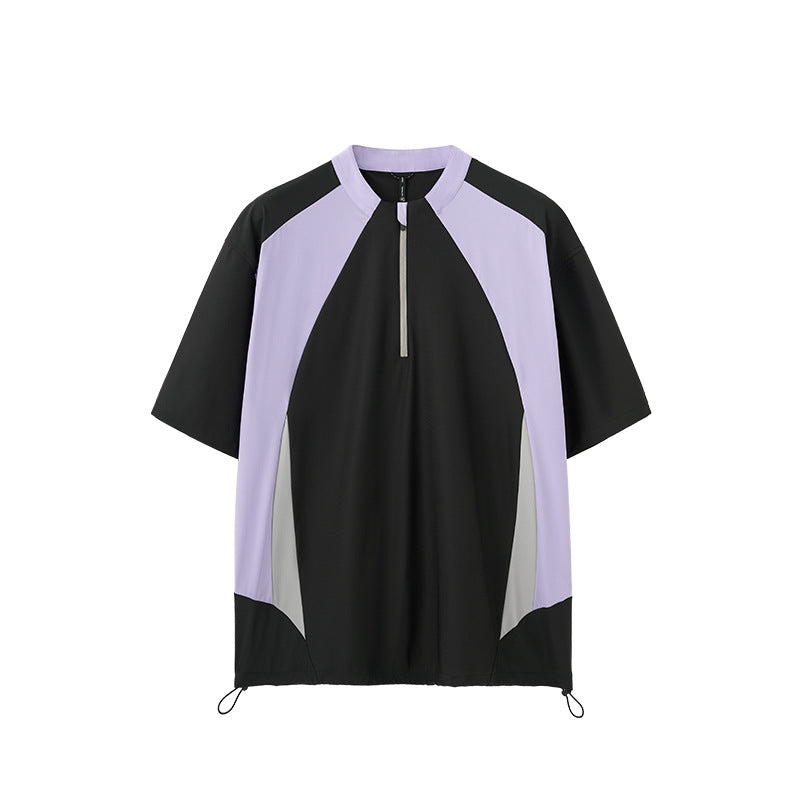 Fashion Men's Stitching Lightweight Long Short Sleeve