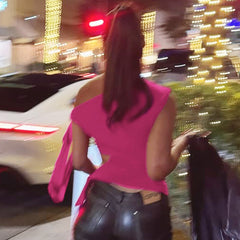 Personalized Retro Ribbon Shoulder Sleeveless Sexy Solid Color Slim Vest