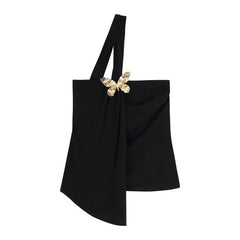 Women's Summer Slim-fit Pure Tube Top Vest Black Short