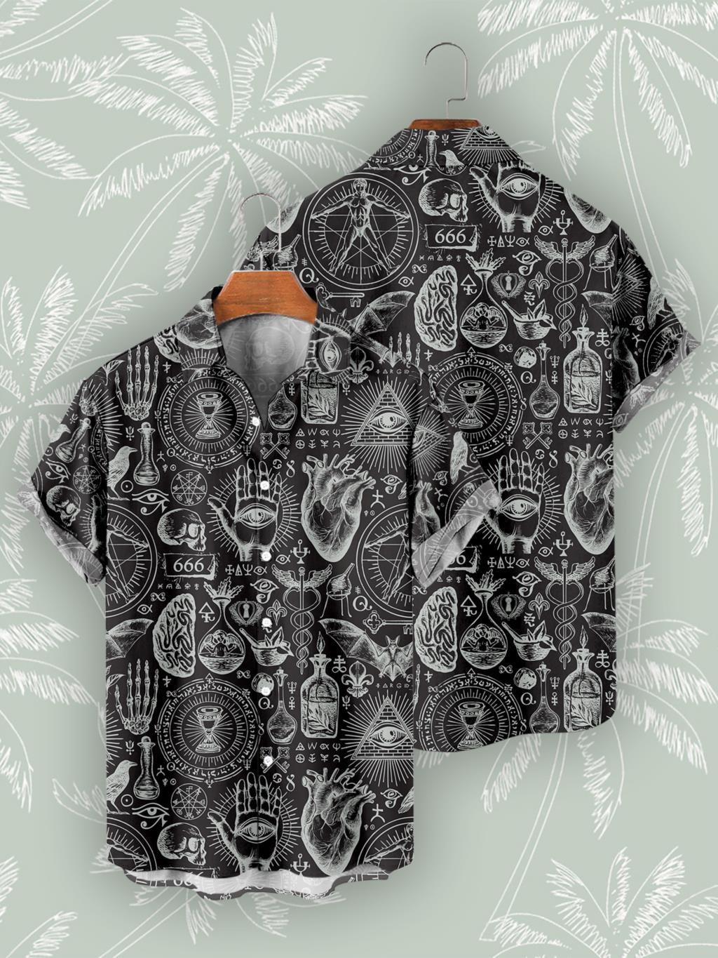 Casual 3D Digital Print Vintage Beach Shirt Men