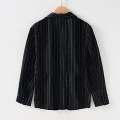 Spring And Autumn Vintage Stripe Loose Ramie Suit