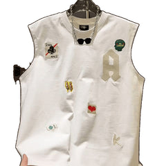Men Cartoon Printed Sleeveless Vest T-shirt