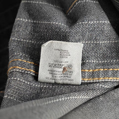 Men's British Retro Black Gray Striped Denim Shirt