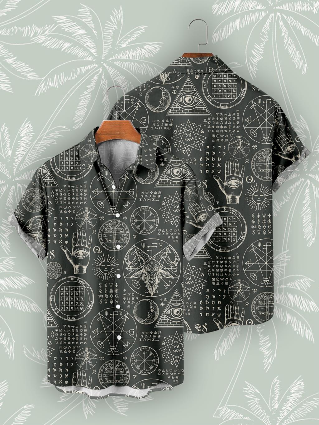 Casual 3D Digital Print Vintage Beach Shirt Men