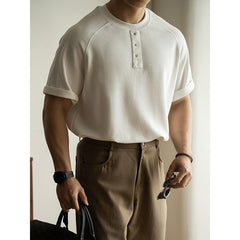 Breathable Terry Texture Raglan Sleeve Casual Loose Top