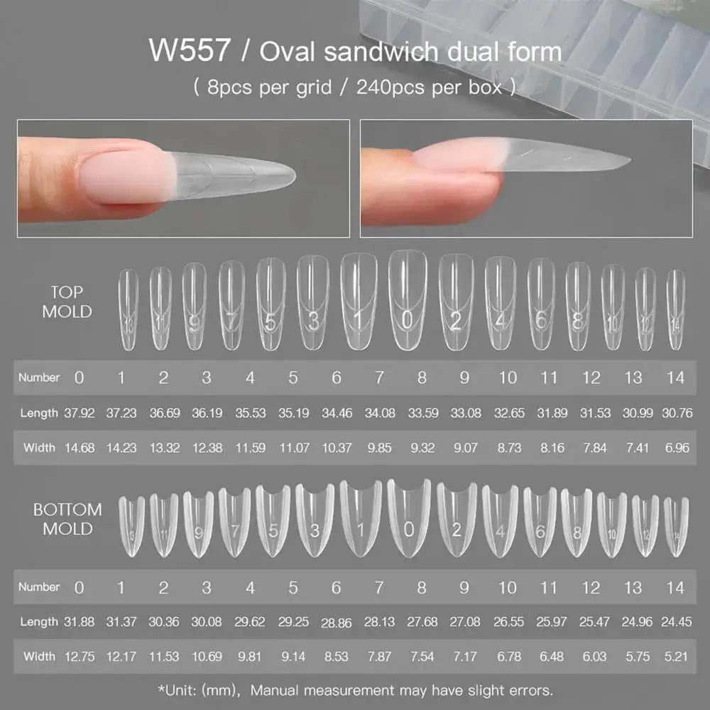 Nail Forms for Gel 240 Pieces Translucent Manicure Crafting Gel Nail Extension Forms for Beginners Professionals Women