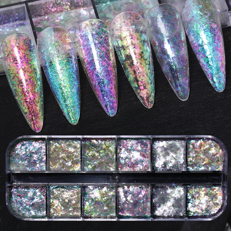Hot Sale  Nail Powders iridescent Shiny Nail Glitters Dust Decorations For Nail Art Chrome Pigment DIY Accessories