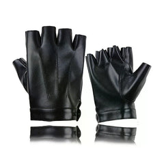 Men PU Leather Fingerless Gloves Punk Half Finger Tactical Gloves Black Outdoor Driving Motor Cycling Male Mittens