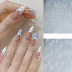 1pcs Hollow Lace Simple Fashion French Nail Stickers Self-Adhesive Slider Nail Art Decals Decoration DIY Nail Art Accessories