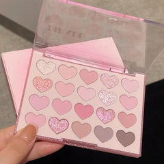 Heart-shaped 20-color Eyeshadow Palette Matte Shimmer Pink Purple Eye Shadow Tray Lasting Glitter Eye Pigments Christmas Makeup
