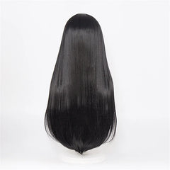 Cartoon Character Cosplay Hair Extensions Synthetic Wigs Natural Breathable Head Cover Black Long Straight Wig Hat for Women