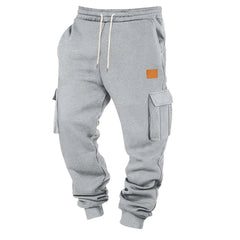 Men's Cargo Pants New Casual Loose Autumn Winter Straight Baggy Pants Multi-Pockets Solid Color Pinting Sweatpants ﻿