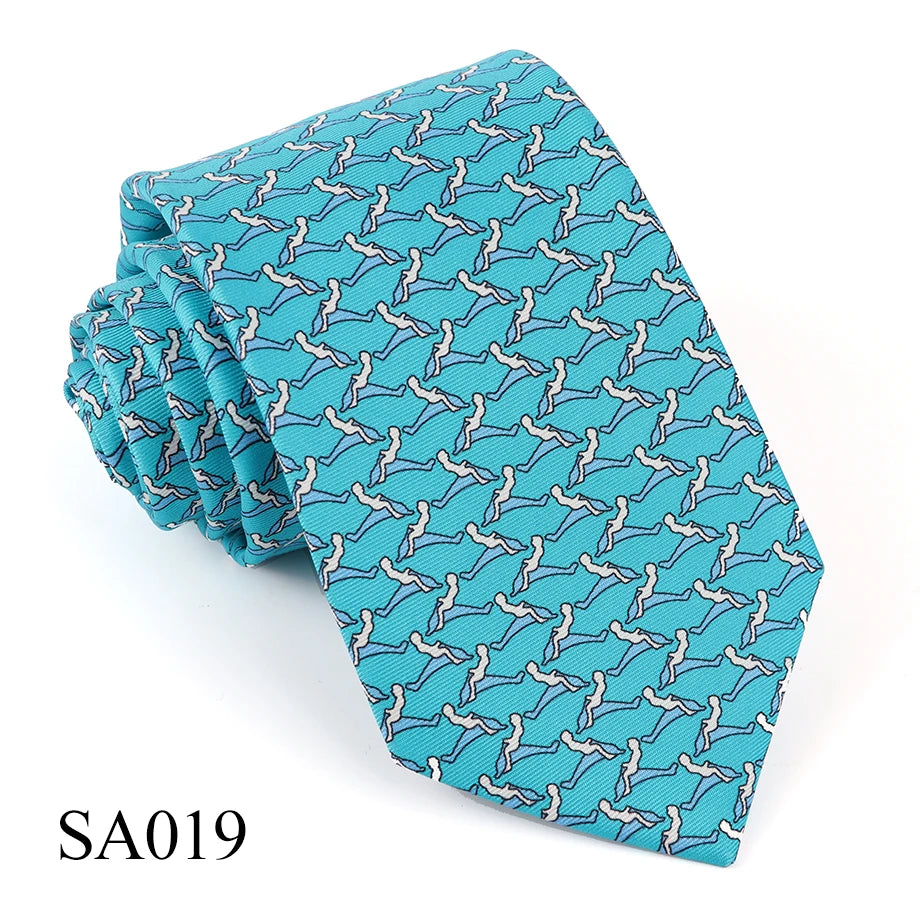 Mens Silk Necktie Luxury Animal Pattern Tie