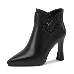 High heeled boots for women 2025 autumn and winter new short boots women's belt buckle sexy boots