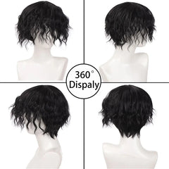 Synthetic Short Curly Boy  Party Hair Wig Black Brown Natural Fake False Hair For Men Handsome Breathable Christmas Halloween