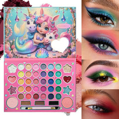 41-Color Eyeshadow Palette with Dual-Ended Brush - Matte & Shimmer Long-Lasting Eye Makeup Set, Highly Pigmented Pro Palette