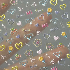 2025 Cute Nail Sticker Cartoon Self Adhesive Cartoon Stickers Nail Art Decoration Multifunction Decal Nail Art Sticker