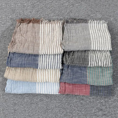 Luxury Cotton Linen Yarn-dyed Winter Men Scarf Tassel Autumn Winter Warm Striped Men's Scarves Soft Male Accessories