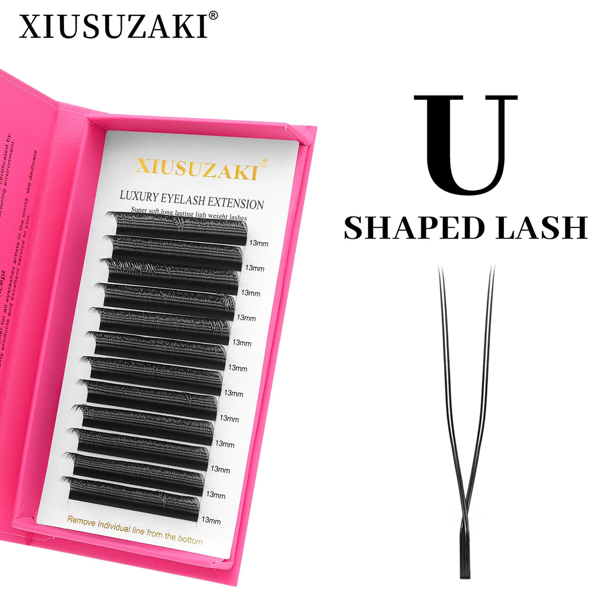 XIUSUZAKI U Shaped Parallel Flower Eyelashes Extensions Matte Black Natural Double Tips 2D YY Lashes Premade Fans Volume Lash