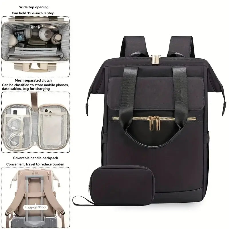 Fashionable women's two-color backpack, suitable for commuting, equipped with adjustable straps for travel and leisure