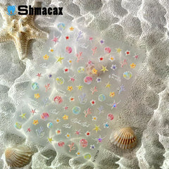 Nail Sticker Ocean Summer Beach Seashells Starfish Conch Scallop Coral Self Adhesive Decoration Manicure Decal