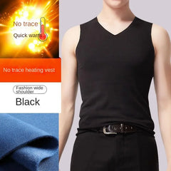 Mens Underwear 37° Heating Fiber Plus Velvet Seamless Vest Men's Winter Slim Warm Bottoming Shirt Men's Speed Thermal Underwear