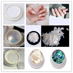 Iridescent Shell Flakes Nail Art Glitter, Natural Abalone Pearl Shards, DIY Manicure Decoration Powder for Salon & Home Use