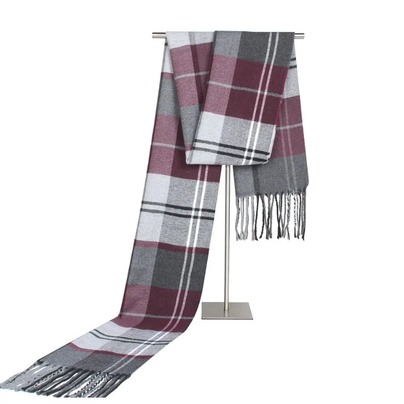 Classic Scarf for Man Winter Imitation Cashmere Scarves Luxury Brand Scarfs Keep Warm Outdoor Neckerchief Men Shawl Wrap Gift