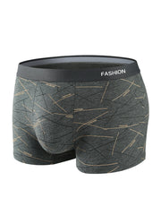 4pcs men's underwear, comfortable, soft and fashionable daily line print intimate boxer briefs, sporty and breathable boxers