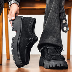 Men's Shoes Autumn New Style High-heel Thick-soled Loafers, Durable and Retro Casual Shoes, Everyday Street Trend Sneakers