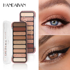 9-Color Eyeshadow Palette – Earth Tones with Velvet Matte & Sparkle Finishes, Blendable Colors for Natural to Smoky Makeup