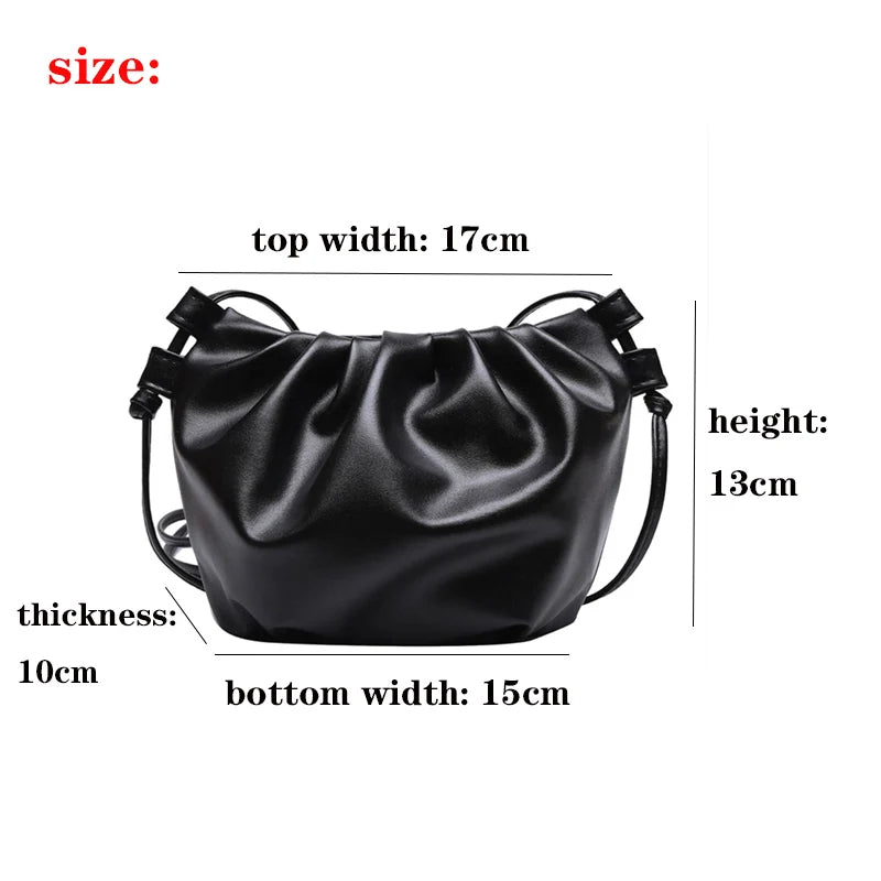 Women's Premium Shoulder Bag New Fashion Niche Design Messenger Bag Female Wild Western Style Female  Pleated Bag Mini Cloud Bag