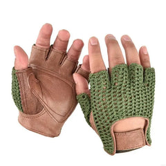 R6FE 2pack Durability Men's Mittens Half Finger Wools Leather Gloves Outdoor Sports for Gym, Motorcycle Cycling, and Outdoors