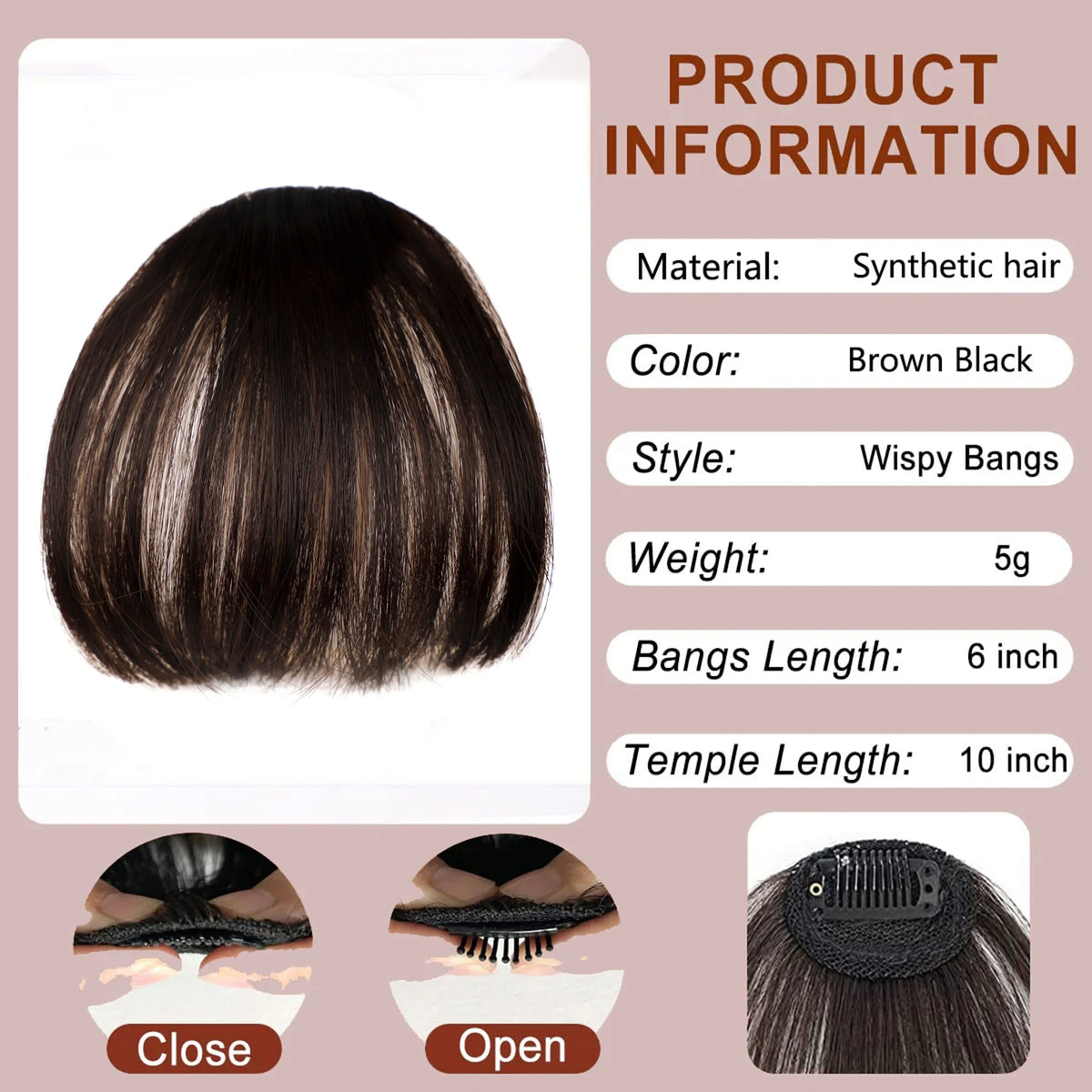 Synthetic Hair Bang Fake Air Bangs Hair Styling Tools Hair Clip-In Extension Fringe Natural False Hairpiece Women Clip In Bangs